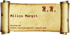 Milics Margit névjegykártya